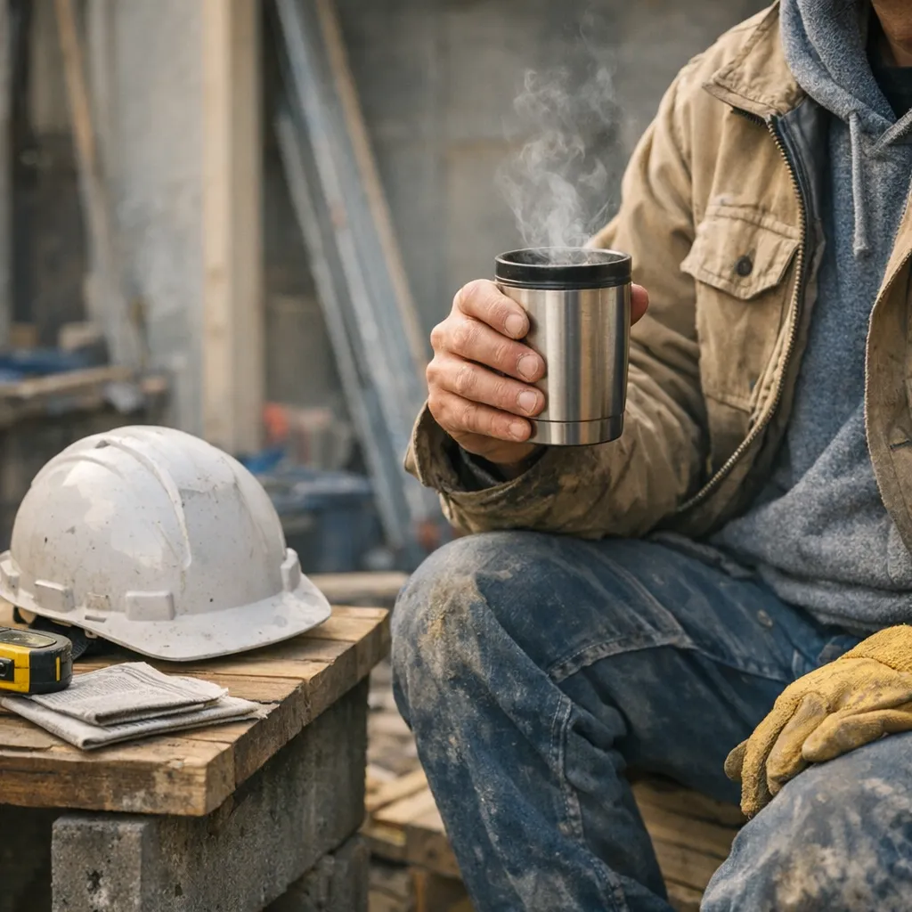 現場の休憩時間と、暖かい飲み物